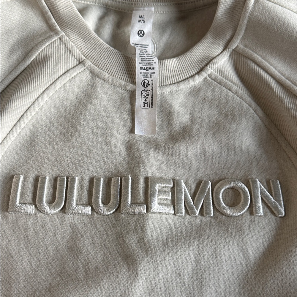 NWT. Lululemon Womens Scuba Oversized Pullover Bone Ivory Sweatshirt Size M/L - Picture 7 of 11